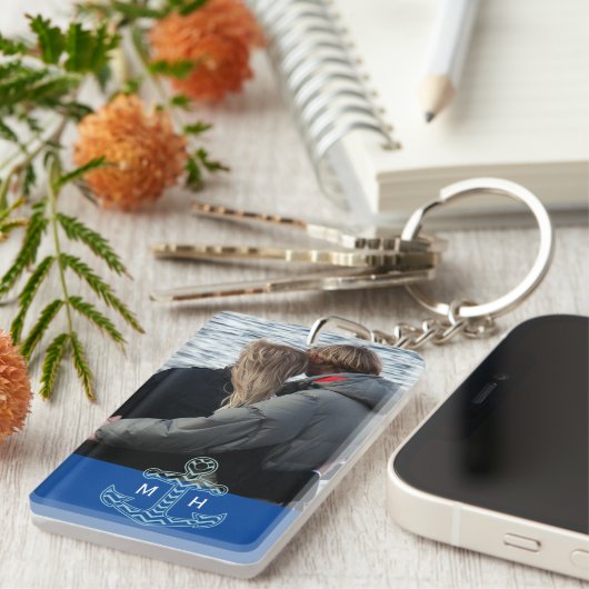 Aangepaste paren Foto-Initialen voor autisch anker Sleutelhanger (Voorkant Rechts)