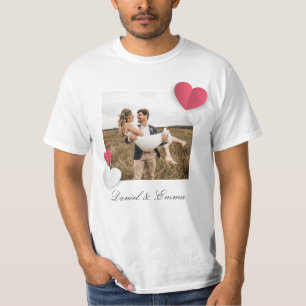 Aangepaste paren Fotonaam Tekst op maat T-shirt