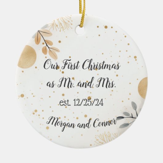 Aangepaste paren Ornament, gepersonaliseerde kerst Keramisch Ornament (Voorkant)