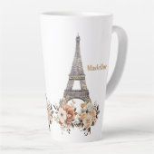 Aangepaste Parijs Eiffeltoren Mooie Bloemen Latte Mok (Rechterhoek)