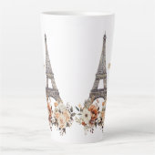 Aangepaste Parijs Eiffeltoren Mooie Bloemen Latte Mok (Voorkant)