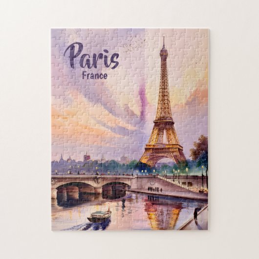 Aangepaste Parijs Frankrijk Eiffeltoren Zonsonderg Legpuzzel (Verticaal)