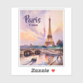 Aangepaste Parijs Frankrijk Eiffeltoren Zonsonderg Sticker (Vel)