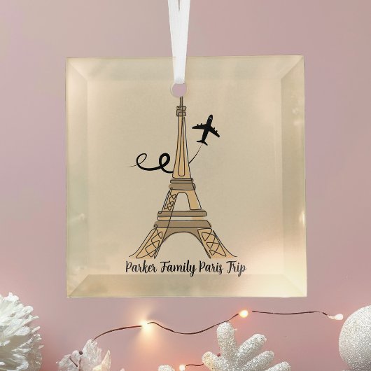 Aangepaste Parijs reis Eiffeltoren Kerstmis Glas Ornament