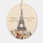 Aangepaste Parijse Reis Eiffeltoren Bloem Kerstmis Keramisch Ornament (Links)
