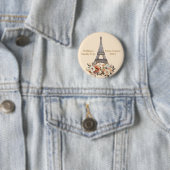 Aangepaste Parijse Reis Eiffeltoren Bloemen Ronde Button 5,7 Cm (In situ)