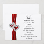 Aangepaste partij hartrecht rood lint bachelorette kaart (Voorkant / Achterkant)