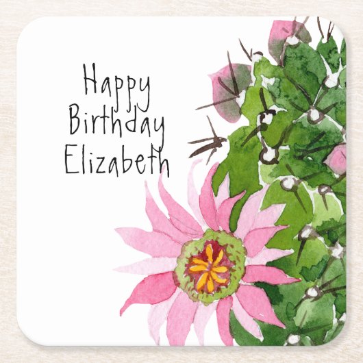 Aangepaste partij voor Cactus-Waterverf Kartonnen Onderzetters (Voorkant)