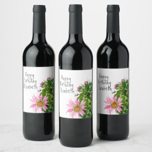 Aangepaste partij voor Cactus-Waterverf Wijn Etiket