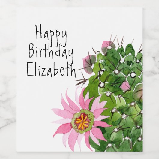 Aangepaste partij voor Cactus-Waterverf Wijn Etiket (Enkel label)