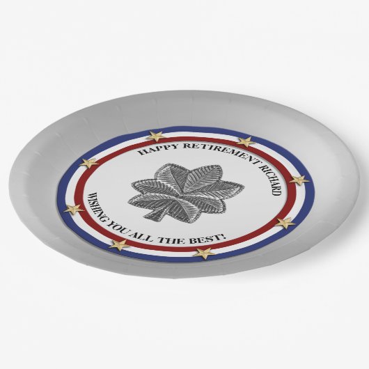 Aangepaste partij voor militair pensioen papieren bordje (Gekanteld)