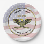 Aangepaste partij voor militair pensioen papieren bordje (Voorkant)