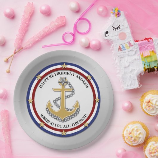 Aangepaste partij voor militair pensioen papieren bordje (Feest)