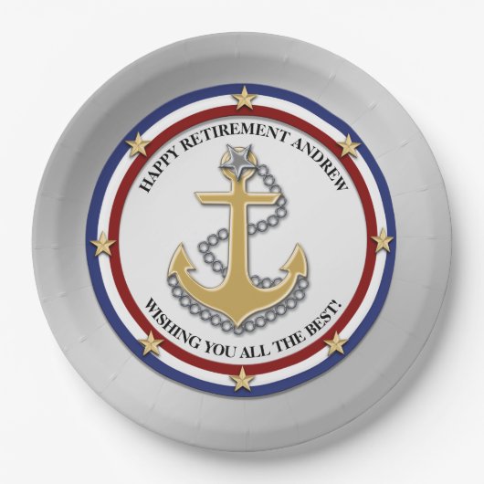 Aangepaste partij voor militair pensioen papieren bordje (Voorkant)