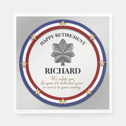 Aangepaste partij voor militair pensioen servetten (Voorkant)