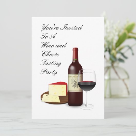 Aangepaste partij voor wijn- en kaasbereiding kaart (Staand voorkant)