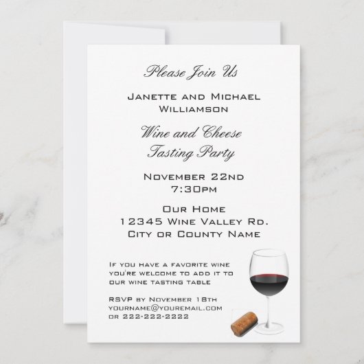 Aangepaste partij voor wijn- en kaasbereiding kaart (Achterkant)