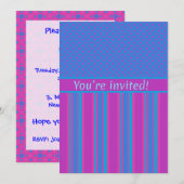 Aangepaste partijuitnodigingsmagenta blauwe polaff kaart (Voorkant / Achterkant)
