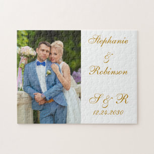 Aangepaste Pas getrouwd FotoMonogram Weddenschap G Legpuzzel