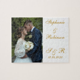 Aangepaste Pas getrouwd FotoMonogram Weddenschap G Legpuzzel