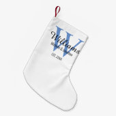 Aangepaste Pas getrouwd monogram blauw Kleine Kerstsok (Voorkant (Hangend))