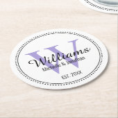 Aangepaste Pas getrouwd monogram Ronde Kartonnen Onderzetter (Gebogen)