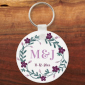 Aangepaste Pas getrouwd-monogrammen en huwelijksda Sleutelhanger (Voorkant)