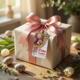 Aangepaste Pasen-eier Favor Tag met familienaam Cadeaulabel