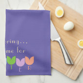 Aangepaste Pasen, Lente Tulp Bloemen, Iris Lavende Theedoek (Quarter Fold)