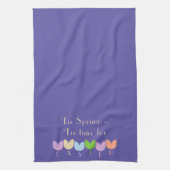Aangepaste Pasen, Lente Tulp Bloemen, Iris Lavende Theedoek (Verticaal)