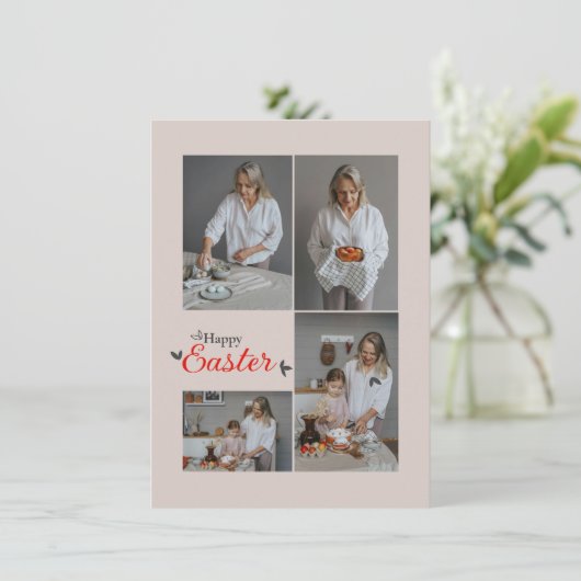 Aangepaste Pasfoto Collage Flat Holiday Kaart (Staand voorkant)