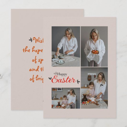 Aangepaste Pasfoto Collage Flat Holiday Kaart (Voorkant / Achterkant)