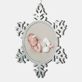 Aangepaste pasgeboren foto aandenken tin sneeuwvlok ornament (Rechts)