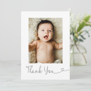 Aangepaste pasgeboren foto Dank je wel Hart Baby s Bedankkaart
