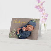 Aangepaste pasgeboren Foto Waterverf bladeren Goud Folie Wenskaart (Orchidee)