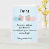 Aangepaste pasgeboren tweeling kaart (Gele Bloem)