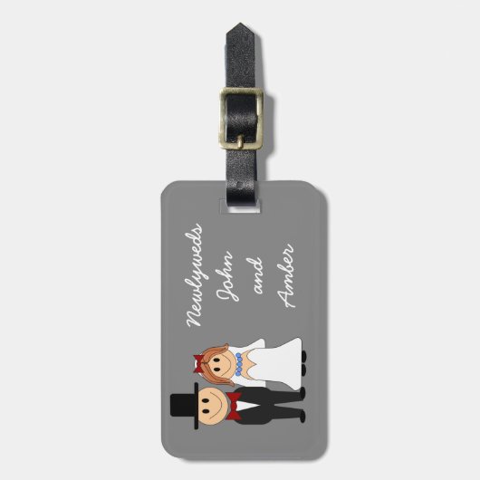 Aangepaste pasgetrouwden bagagelabel - gepersonali (Voorkant verticaal)