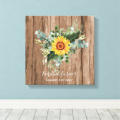 Aangepaste pasgetrouwden rustieke zonnebloemen euc canvas afdruk (Insitu (Houten vloer))