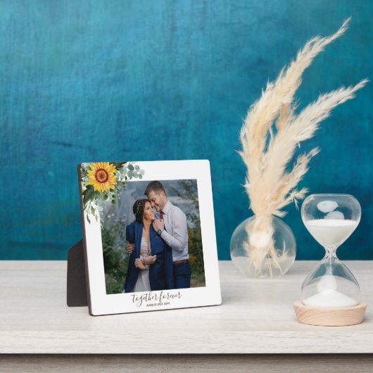 Aangepaste pasgetrouwden rustieke zonnebloemen euc fotoplaat (Insitu)