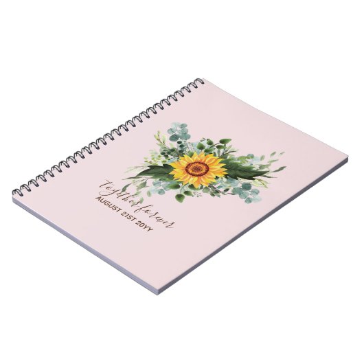 Aangepaste pasgetrouwden rustieke zonnebloemen euc notitieboek (Linkerzijde)