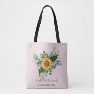 Aangepaste pasgetrouwden rustieke zonnebloemen euc tote bag