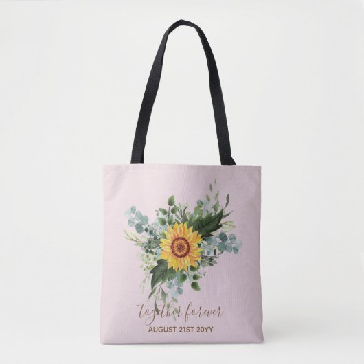 Aangepaste pasgetrouwden rustieke zonnebloemen euc tote bag (Voorkant)