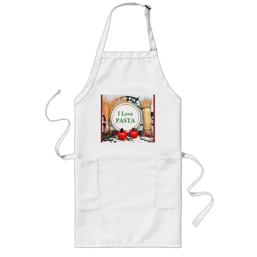 Aangepaste pasta overvalt Italiaans vlaggenthema A Lang Schort (Voorkant)