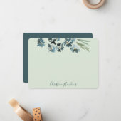 Aangepaste pasta Sage Green Blue Waterverf Notitiekaartje (Voorkant / Achterkant in situ)