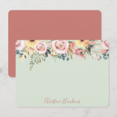 Aangepaste pasta Sage Green Waterverf Floral Notitiekaartje (Voorkant / Achterkant)