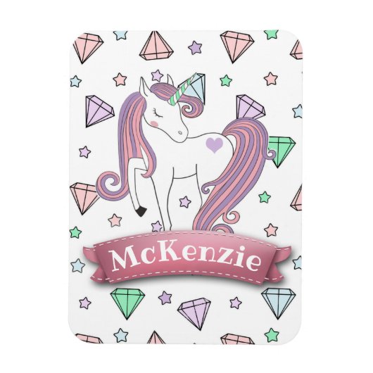 Aangepaste pasta Unicorn | Pareltjes met diamant Magneet (Verticaal)