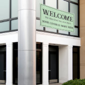 Aangepaste pasteel groene kerk Welkom Spandoek (Buitenkant Gebouw)