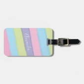 Aangepaste pasteelstripes bagagelabel (Voorkant horizontaal)