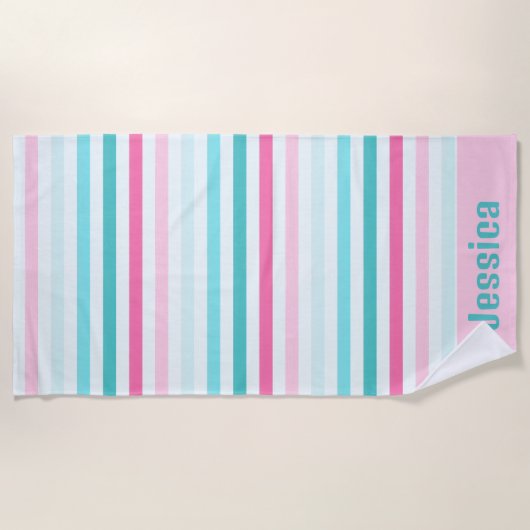 Aangepaste pasteelstripes strandlaken (Voorkant)