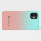 Aangepaste pasteitekoraal en turquoise Stripes Case-Mate iPhone Case (Achterkant (horizontaal))